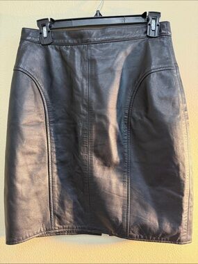 Black Leather Mini Skirt - Sleek A-Line